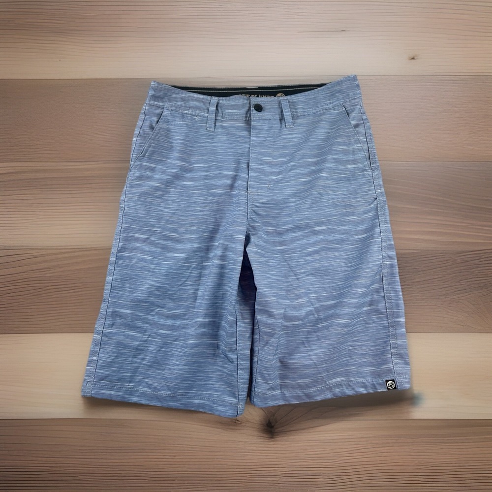 Free Planet Mens Blue Heathered Striped Swim Trunks Hybrid‎ Shorts 14 FS7V200SD